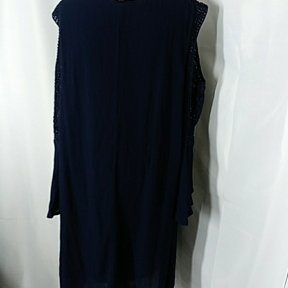 Midi length Navy gauze like dress - Picture 4 of 5